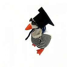 Graduation Desktop Goose Outfit Creative Mini Plastic Goose Striped Clothes, Hat, Sunglasses For Home Party Decor - White - View 6