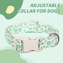 Vòng cổ cho chó in hình quả kiwi có thể điều chỉnh, chất liệu polyester bền chắc, màu trắng, họa tiết trái cây, có khóa an toàn, dây đeo cổ chủ đề mùa hè có thể giặt được để dắt chó đi dạo. - Phối màu - Xem 1