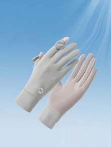 1 Pair Solid Color Casual Polyester Sunscreen Gloves, Lightweight Summer Outdoor Sports Driving Cycling UV Protection Touchscreen Gloves For Women,Travel,Festival - A - View 25