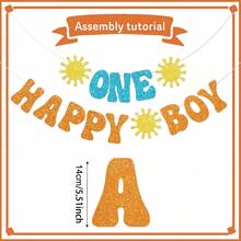 1st Birthday "One Happy Boy" Hanging Flag, Celebrate Boy's First Trip Around The Sun Birthday Party Decoration - Birthday - View 7