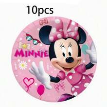 Disney Bộ đồ dùng tiệc chủ đề Minnie Mouse màu hồng, bao gồm đĩa giấy tròn dày, cốc giấy và khăn giấy, bộ đồ ăn dùng một lần kiểu hoạt hình, thích hợp cho tiệc sinh nhật trẻ em và các buổi lễ kỷ niệm gia đình. - Nhiều màu - Xem 8