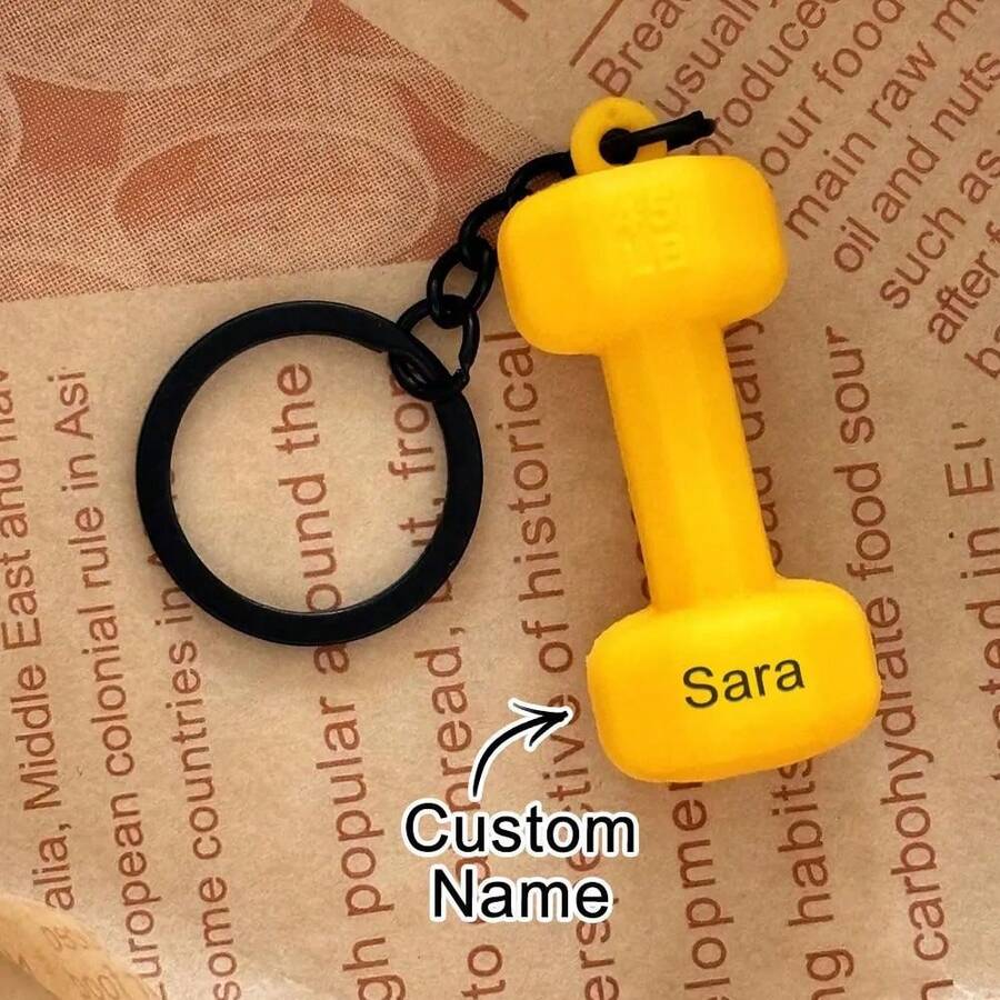 Customized Text/LOGO Creative Fitness Equipment Dumbbell Keychain Pendant, Unisex High-Quality Small Gift Keychain, Backpack Hanging Ornament, Fitness Style Keychain, Bag Accessory, Multiple Colors Available, Couple Gift - Multicolor - View 1