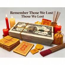 500pcs/600pcs  Ancestor Money , Texture To Burn Fully Chinese Joss Paper Money ,  Ancestor Money To Burn , Ancestral Money For Funerals, Worshiping Ancestor, Come Into A Good Fortune - Xanh đậm - Xem 2