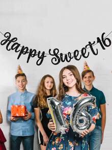 Sweet 16 Birthday Party Decoration Banner, Happy 16th Birthday Poster For Girls - 16 Years Old On Birthday - View 2