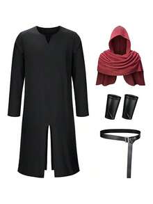 Black and Red (robe + Shawl + Leather Arm Guards + Belt)