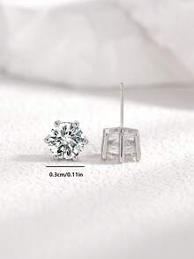 Bông tai bạc S925 đính đá Moissanite 0.6CT, thích hợp để đeo hàng ngày, đi làm, dự đám cưới, du lịch, sinh nhật, tiệc tùng và các dịp khác. Là món quà lý tưởng. - Bạc - Xem 4