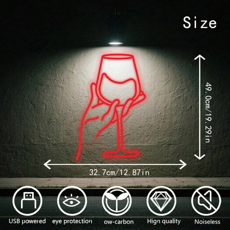 1 pieza Luz de neón LED "Cheers", lámpara decorativa para fiestas, luz de neón portátil para decoración de pared adecuada para el hogar, bar y dormitorio