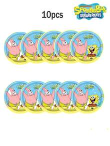 SpongeBob SquarePants Juego de 1/10/20 piezas de artículos para fiestas de Bob Esponja, incluye vasos de papel, servilletas, mantel y platos, adecuado para decoración y creación de ambiente de fiesta. Apto para reuniones familiares, fiestas al aire libre, fiestas de cumpleaños, eventos de discoteca, picnic y camping, ceremonias de graduación, celebraciones de bodas y actividades de regreso a clases. - Ver 12