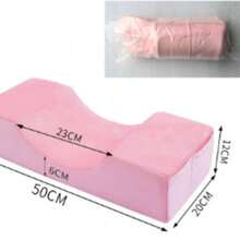 Pink Velvet Lash Pillow, Memory Foam Neck Support Pillow For Eyelash Extension And Makeup, Soft Comfortable Beauty Salon Cushion With Side Tool Pockets, Ergonomic Design For Lash Grafting Treatments - A - View 6
