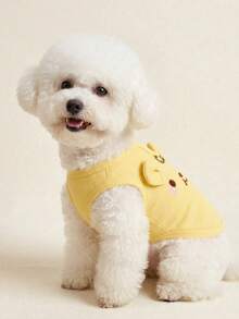 PETSIN 1件可爱小熊图案户外背心，春秋季保暖服装，猫咪服装设计，狗狗服装，兔子服装，狗狗宠物配件，狗狗宠物用品，猫咪宠物用品，公狗服装，母狗服装，猫咪服装 - 彩色 - 查看 2