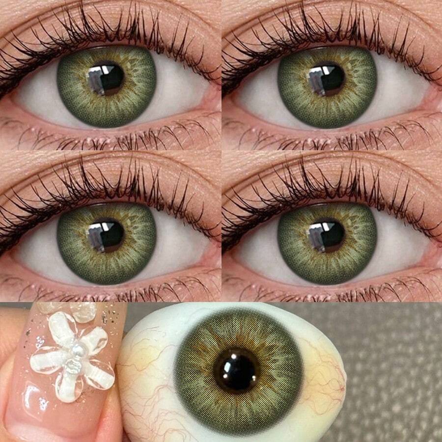 FRESH LADY 1 paire de lentilles de couleur bleue pour les yeux Freshlady, convenant pour un usage quotidien, le travail, les vacances, les fêtes et le maquillage de cosplay, utilisation annuelle, 14,2 mm - Bleu azur - Voir 1