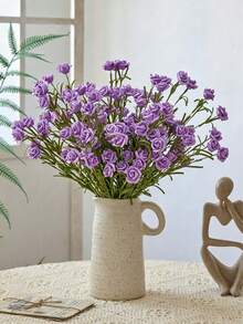 1/5pcs Purple Artificial Mini Rose Bouquet, 18.11-Inch Artificial Rose Bouquet, Realistic DIY Foam Floral Art, Suitable For Valentine's Day, Mother's Day Gifts, Wedding Bouquets/Centerpieces, Indoor And Outdoor Garden Party Home Background Decoration, Spring Room Desktop Vase Decoration, Birthday Gifts,Flower,Artificial Flower,Artificial Plants,Artificial Plants Outdoor,Garden Ornament,Artificial Flowers Outdoor,Ornaments Home. - Purple - View 6