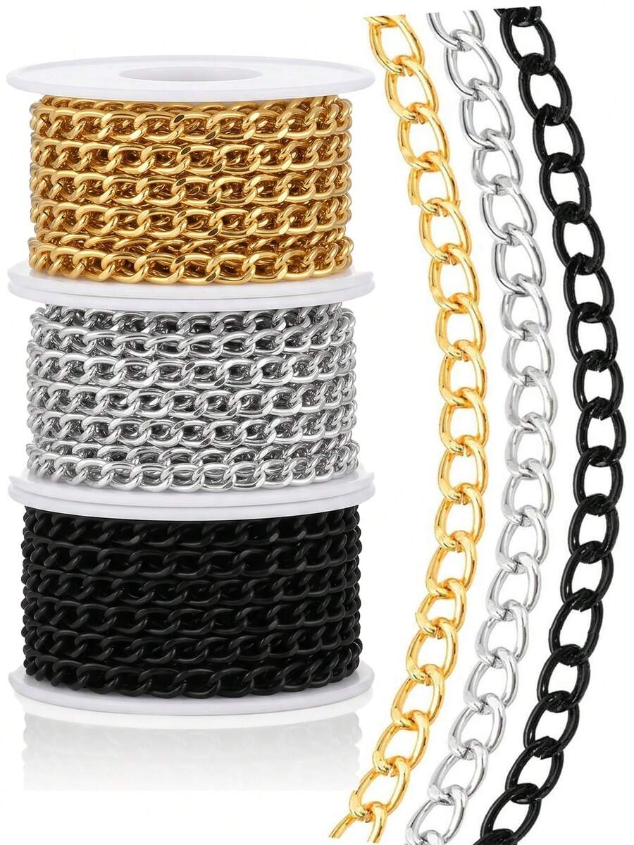 5m-1m Aluminum Chain, Metal Chain Accessories For Clothing, Bags, Jewelry DIY, Tags, Door Signs, Advertising Hanging, Available In Gold, Silver, Black - Chain - View 1