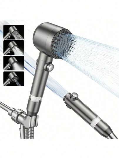 Filtered Shower Head With Handheld,High Pressure Shower Head 4 Spray Modes,ShowerHead With ON/OFF Switch For Pets,Built-In Power Wash To Clean Tub,Shower Heads Combo With Stainless Steel Hose