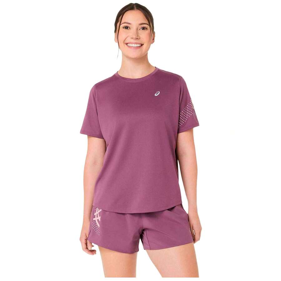 Asics Camiseta de Manga Corta Icon SS Top para Mujer en color Morado - Morado - Ver 1