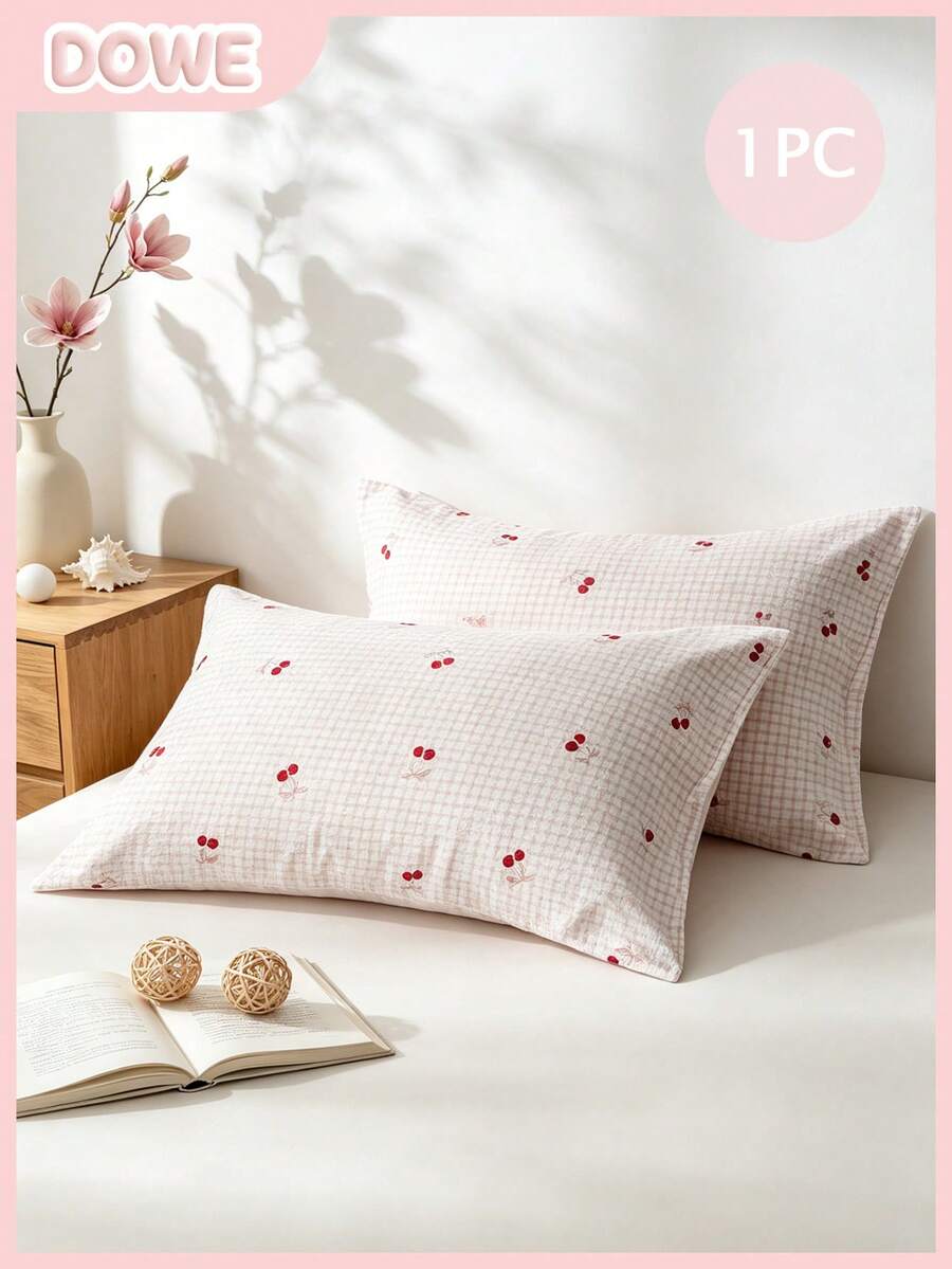 1pc 100% Polyester Fabric Envelope Pillowcase, Textured Crinkle, Embossed Pattern, Super Soft Printed, Without Insert, Suitable For Bedroom, Hotel, Dormitory - Multicolor - View 1