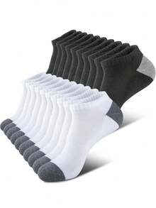 1/5/6/10 Pairs Women's Odor-Resistant Short Socks, Breathable Sweat-Wicking Athletic Ankle Socks, All Season - Multicolor - View 16