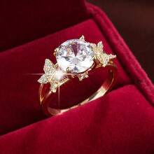 1pc Elegant Countryside Style Butterfly Design Cubic Zirconia Women's Ring, Casual Gift - Multicolor - View 19
