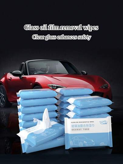 Car Glass Anti-Fog Wipes, Windshield Cleaner Wet Wipes, Portable Leather Interior Cleaning Wet Towelettes