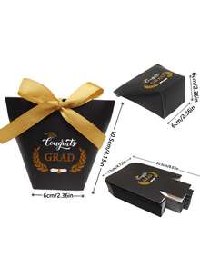 6pcs Graduation Party Gift Boxes, Black/Blue Gift Boxes With Graduation Cap And Bow, Graduation Celebration Party Gift Boxes, Candy And Cookie Packaging Boxes, Party Favor Boxes, Suitable For Graduation Theme Party And Event Decoration, Celebrating Student Graduation, Perfect For Ceremony And Party - Multicolor - View 11