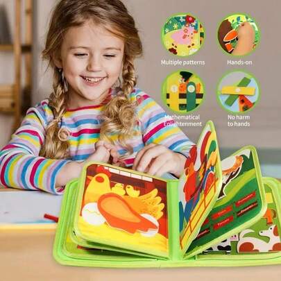 1pc Montessori Busy Book, Felt Quiet Book, Preschool Learning Activity Educational Sensory Toy, Suitable For Airplane & Car Travel, Birthday, Christmas, New Year Gift For Children