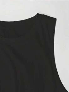 2026  Men's Casual Simple Solid Color T-Shirt, Suitable For Summer-Unisex Summer Beach Tank Top, Athletic Sleeveless T-Shirt, Comfortable And Loose Fit, Perfect For Outdoor And Daily Wear-L48 - 黑色 - 查看 4