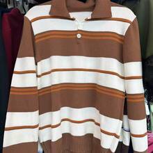 Women's Striped Modal Blouse With Knitted Polo Shirt - 駝色 - 查看 4