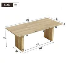 Extendable Dining Table 140/200 X 90 Cm, Suitable For 6-8 People, Rectangular Tabletop, Reinforced Tabletop, Simple Style Extendable Dining Table, Oak Color. - 駝色 - 查看 5