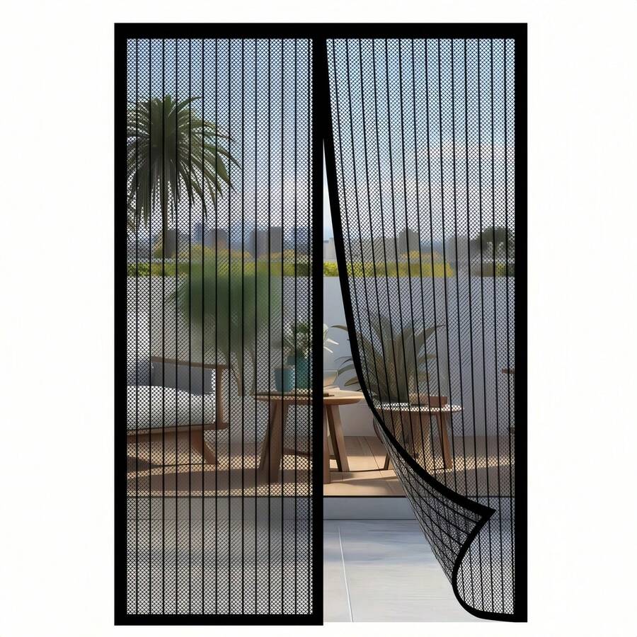Cortina de puerta de malla magnética reforzada, autoadhesiva, diseño anti-insectos, con tiras magnéticas, divisor de ventana de malla inocuo