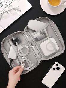Portable Travel Electronics Organizer Bag, Large Capacity Cable Management Pouch, Fits Cables, Earphones, Waterproof Storage Case, Multi-Function Power Bank Holder, Essential For School, College, Office, Travel - Multicolor - View 7