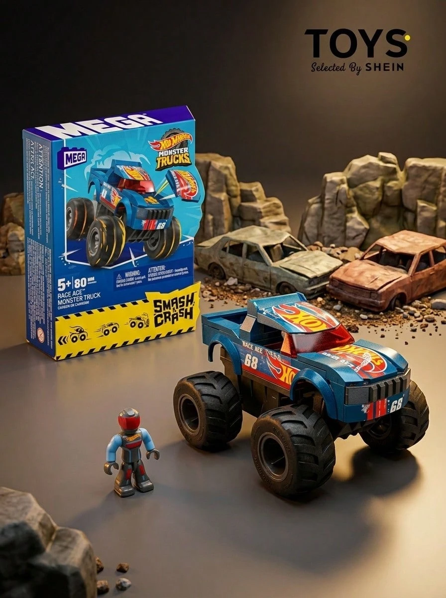 Mattel 风火轮怪兽卡车玩具拼装套装,蓝色,适合5岁以上儿童,音乐/婚礼季礼物 - 彩色 - 查看 1
