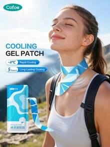 Remendo de Gel de Resfriamento Instantâneo de Verão Cofoe - Bolsa de Gelo de Gel, Remendo de Gel de Resfriamento Físico, Remendo de Resfriamento Portátil e Macio Aplicável à Testa, Pescoço e Corpo, Pescoço, Braços, Pernas e Costas. Alívio do Calor ao Ar Livre, Trabalho e Direção de Longa Distância, Frescor Duradouro, Uso Diário - 500 mm x 36 mm - 1 peça/saco - Visão 1