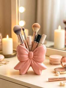 1pc High-End Donut Bow Nordic Style Makeup Brush Holder, Makeup Brush Storage Box, Comb Holder, Foundation Brush Rack, Multi-Functional Pen Cup Decor, Large Capacity, Suitable For Office, Home Decor And Storage, Best Mother's Day Gift - 1 - View 3