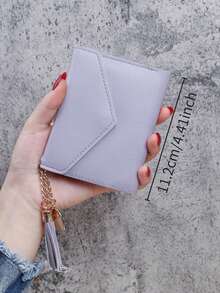 1件装女士时尚简约三折短款钱包，多卡位多功能零钱包，流苏吊坠荔枝纹理钱包卡包零钱包，女士钱包，旅行必备，度假必备，邮轮必备 - 彩色 - 查看 10