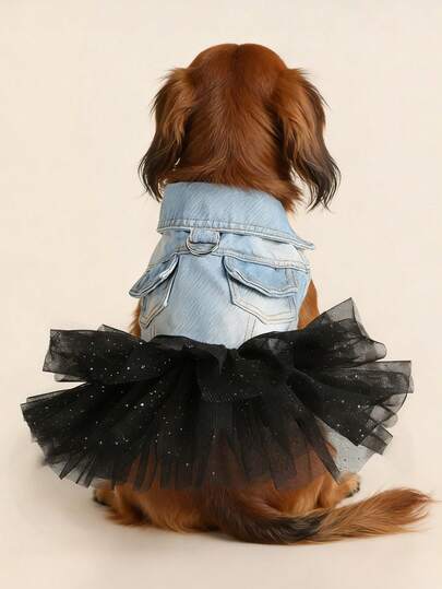 PETCIRCLE 1pc Pet Dress, Dog Clothes Spring/Summer New Arrival, Princess Casual Mesh Skirt For Small Dogs
