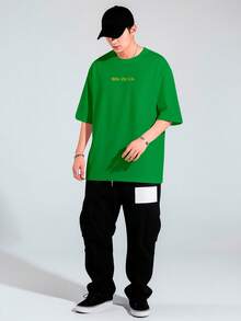 Oversized Brazil Brazuca T-Shirt With Typographic Print For The Brazilian National Team (World Cup) REF 3585 FLUXOGEEK - Green - View 5
