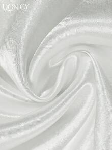DONICY Vestido midi de satén blanco elegante de corte sirena para mujer, diseño de cintura alta con tela brillante y bajo acampanado, perfecto para citas de primavera y uso en la oficina - Blanco - Ver 4
