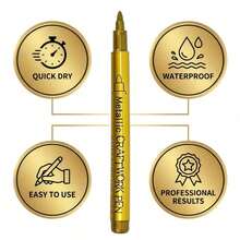 2/1pc Gold Tombstone Paint Marker, Professional Grade Waterproof Pen Suitable For Tombstone Restoration And Carving, Oil-Based Fine Tip For Granite, Marble And Stone Surfaces - Multicolor - View 7