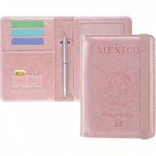 DMluna Fundas de pasaporte, billeteras de pasaporte de viaje de cuero Pu de alta gama, fundas de pasaporte cerradas rfid, clasificadores de documentos de viaje con portaplumas, para mujeres y hombres, - Ab - Azul marino - Ver 11