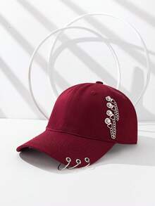 1pc Hoop Chain Accent Baseball Cap, Versatile Hip Hop Streetwear,Holiday,Travel - Multicolor - View 13