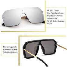 Gafas de sol clásicas siameses de una pieza bonito diseño retro sin montura para mujeres hombres, lentes de sol cuadradas de gran tamaño B2574 - 04 Pago - Ver 4