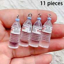 2/4pcs Resin Mini Water Bottle Pendant DIY Jewelry Making Kit, Transparent Pendant Accessories Suitable For Earrings, Necklaces And Crafts - 11瓶水 - 查看 5