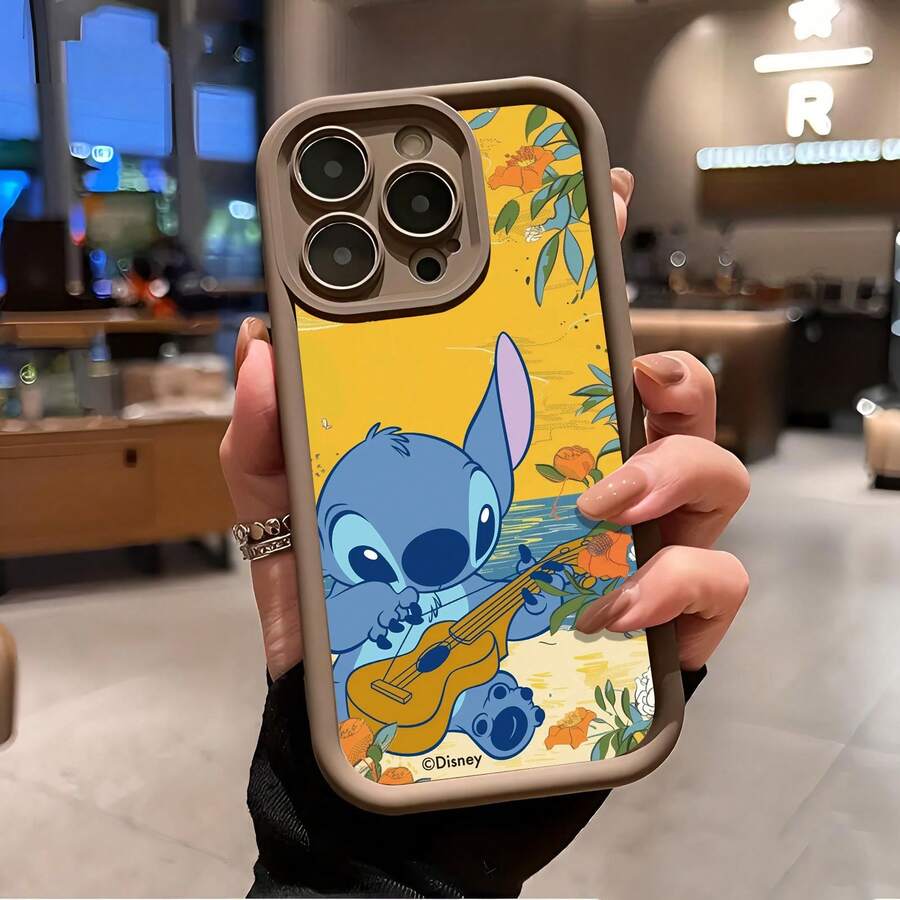Ốp điện thoại Disney Stitch series, dành cho iPhone 16promax/ 15/ 14plus/ 13/ 12/ 11promax/ xsmax/ xr, kiểu dáng Stitch dễ thương trên bãi biển. - Màu Khaki - Xem 1