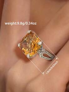 1pc Luxurious Cubic Zirconia Ring, Suitable For Women, Ideal For Weddings, Engagements, Anniversary Parties, Valentine's Day Gifts - 1# - View 6