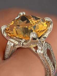 1pc Luxurious Cubic Zirconia Ring, Suitable For Women, Ideal For Weddings, Engagements, Anniversary Parties, Valentine's Day Gifts - 1# - View 3