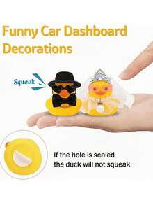 2pcs Romantic Couple Duck Decoration Set, Bride & Groom Rubber Duck Wedding Favors, Bridal Shower Gifts, Party Favors, Wedding Ceremony Gifts, Wedding Anniversary Gifts, White Wedding Dress And Soft Top Hat, Fun & Elegant, Suitable For Couple Commemoration, Wedding Arch Tabletop Decor And Holiday Atmosphere Decoration - A - View 6