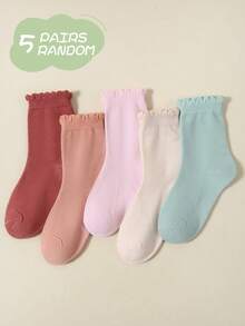 1/5 pares de calcetines hasta el tobillo para niños, calcetines medianos clásicos con ribete de encaje colorido, transpirables y que absorben la humedad, suaves y cómodos para la escuela/exterior/regalo/campus, color aleatorio - Multicolor - Ver 11
