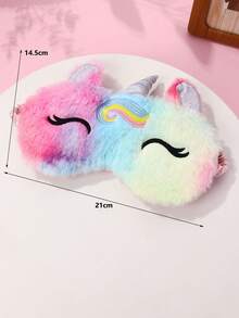 1pc Girls' Rainbow Plush Fabric Random Color Gradient Unicorn Eye Embroidery Cute Resting/sleeping Eye Mask For Daily Use - Multicolor - View 6