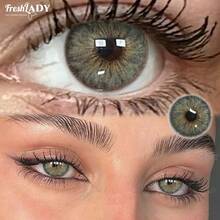 FRESH LADY 1 Cặp kính áp tròng màu xám, màu sắc tươi sáng, lý tưởng cho sử dụng hàng ngày, đi làm, đi nghỉ mát và trang điểm dự tiệc, 14.2mm, sử dụng được cả năm. - Xám - Xem 4