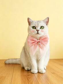1pc Pet Bow Collar With Bell Pendant, Adjustable Neck Accessory, Suitable For Cats And Small Dogs, Cute Neck Decoration For Birthday, New Year And Holiday Gifts - Multicolor - View 2